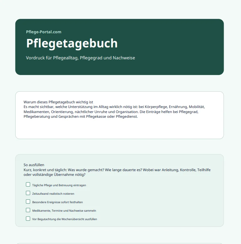 Pflegetagebuch