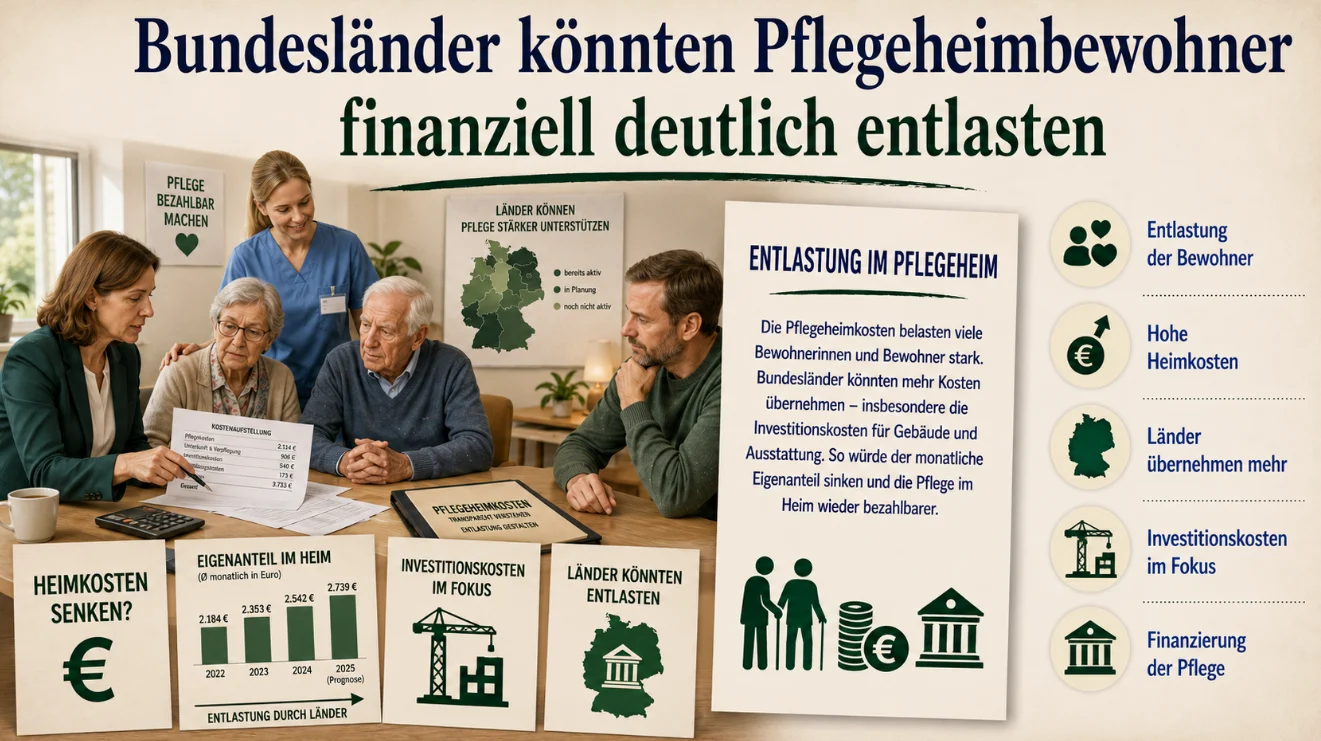 Bundesländer könnten Pflegeheimbewohner finanziell deutlich entlasten