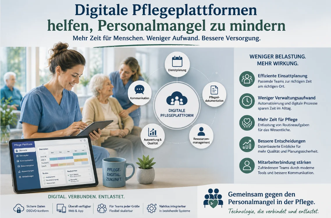 Digitale Pflegeplattformen helfen, Personalmangel zu mindern