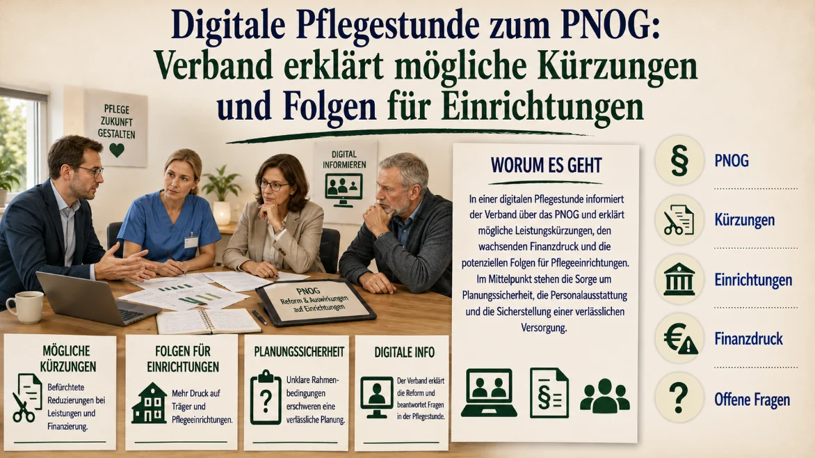 Digitale Pflegestunde zum PNOG: Verband erklärt mögliche Kürzungen und Folgen für Einrichtungen