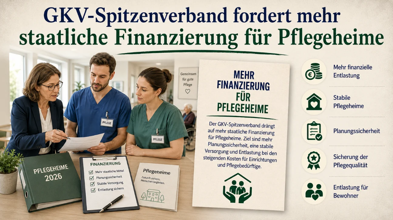 GKV-Spitzenverband fordert mehr staatliche Finanzierung für Pflegeheime