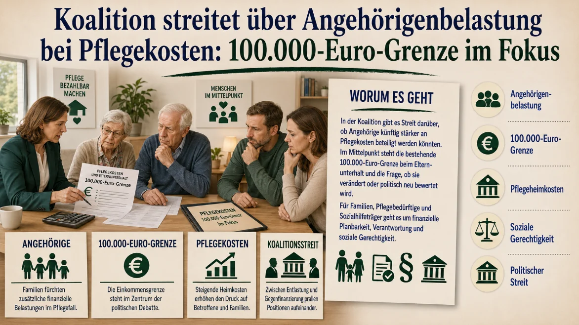 Koalition streitet über Angehörigenbelastung bei Pflegekosten: 100.000-Euro-Grenze im Fokus