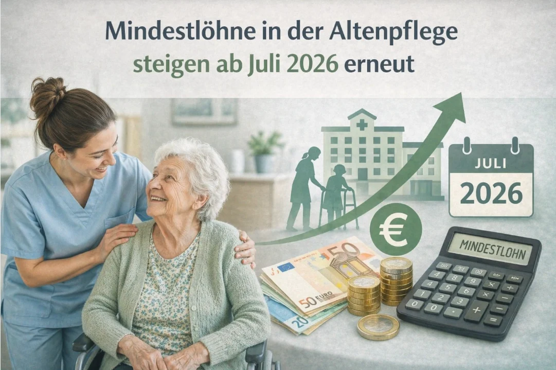 Mindestlöhne in der Altenpflege steigen ab Juli 2026 erneut