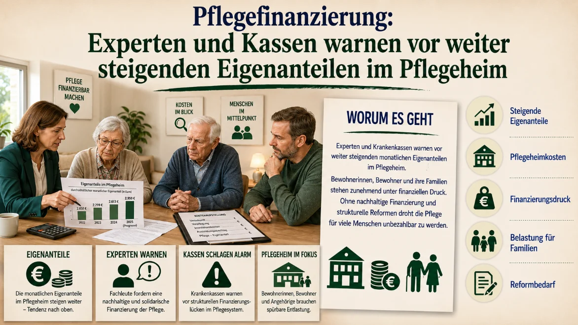 Pflegefinanzierung: Experten und Kassen warnen vor weiter steigenden Eigenanteilen im Pflegeheim