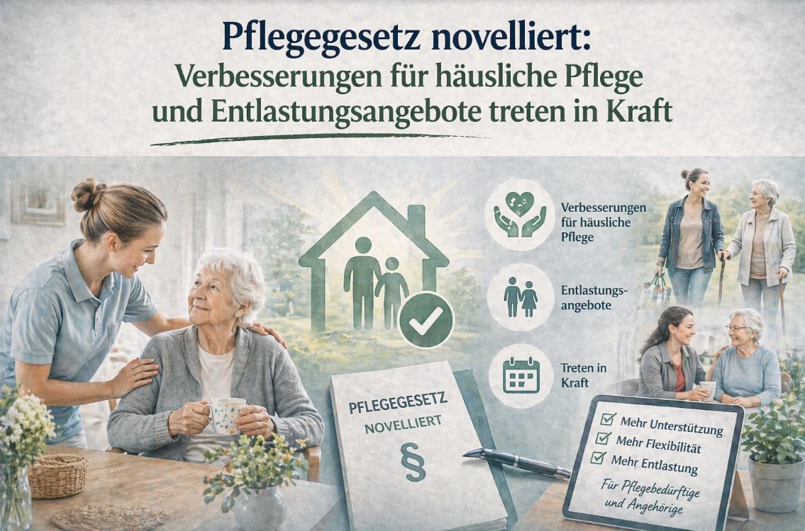 Pflegegesetz novelliert: Verbesserungen für häusliche Pflege und Entlastungsangebote treten in Kraft