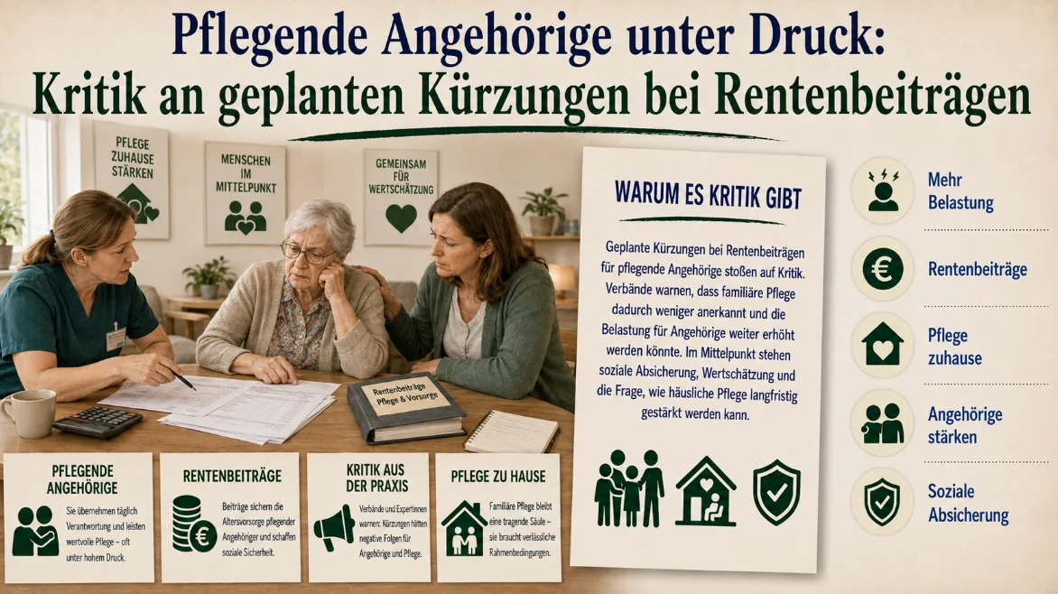 Pflegende Angehörige unter Druck: Kritik an geplanten Kürzungen bei Rentenbeiträgen