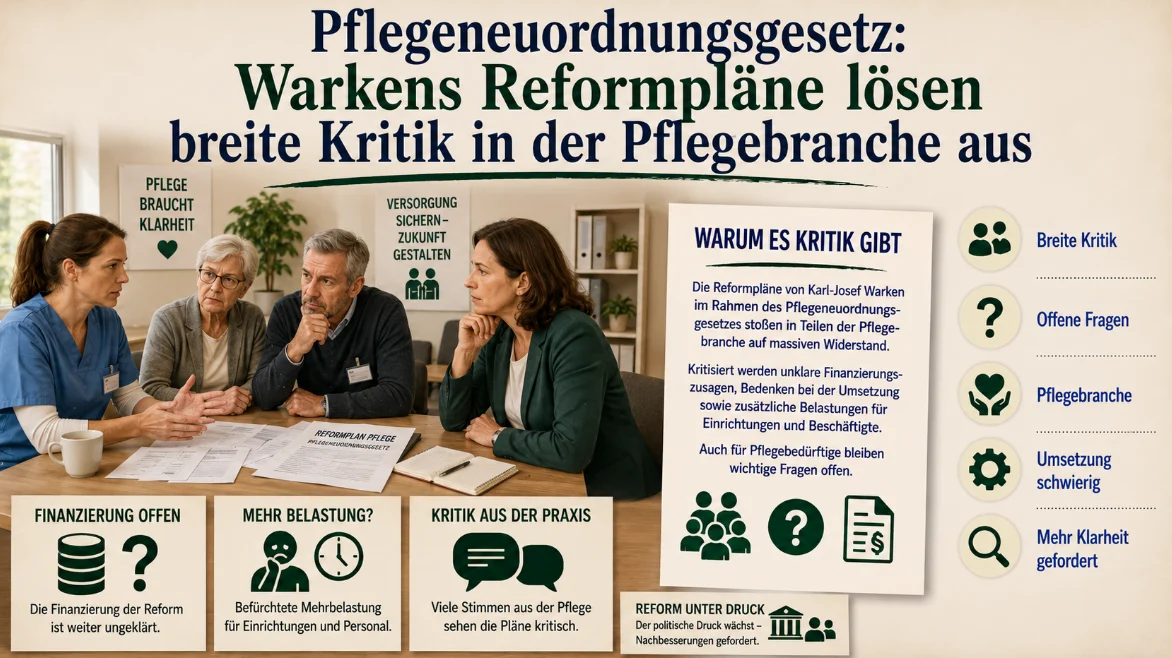 Pflegeneuordnungsgesetz: Warkens Reformpläne lösen breite Kritik in der Pflegebranche aus