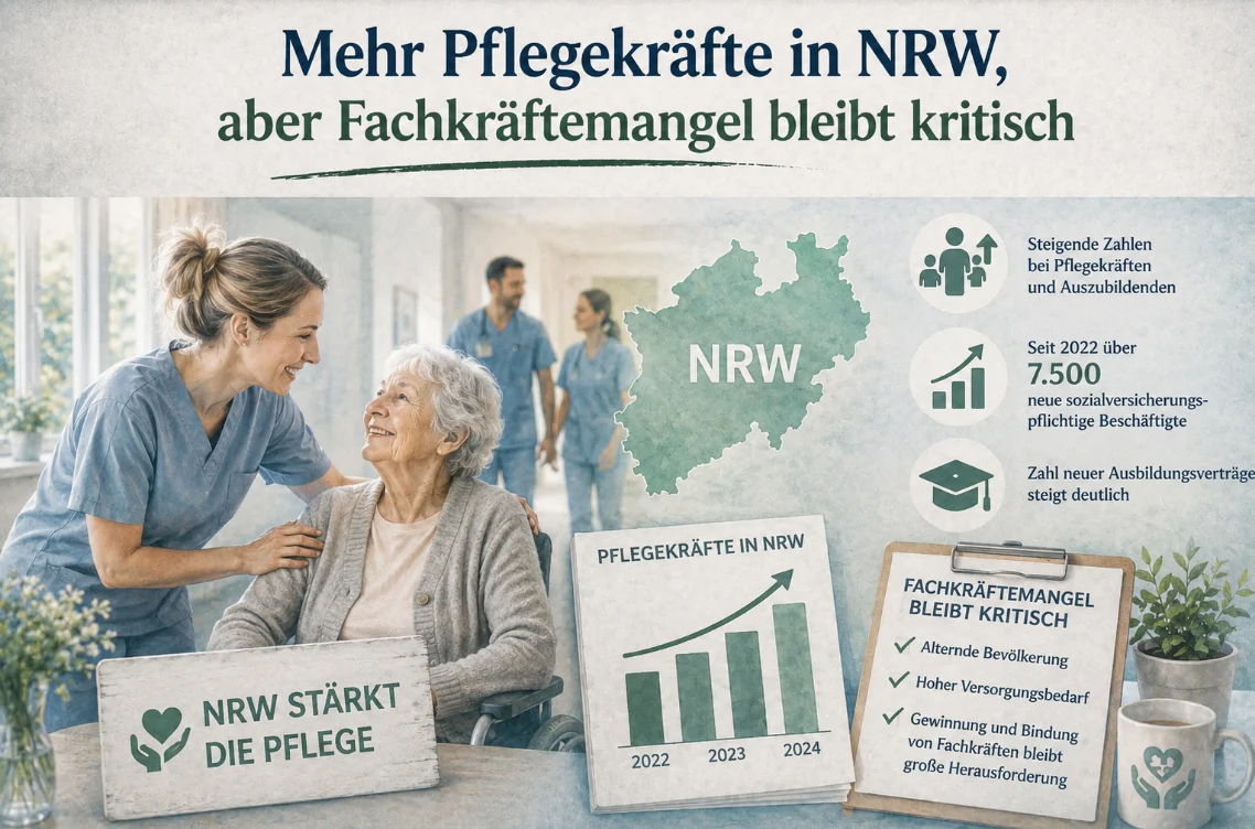 Pflegepersonal in NRW wächst – Herausforderungen des Fachkräftemangels bleiben bestehen