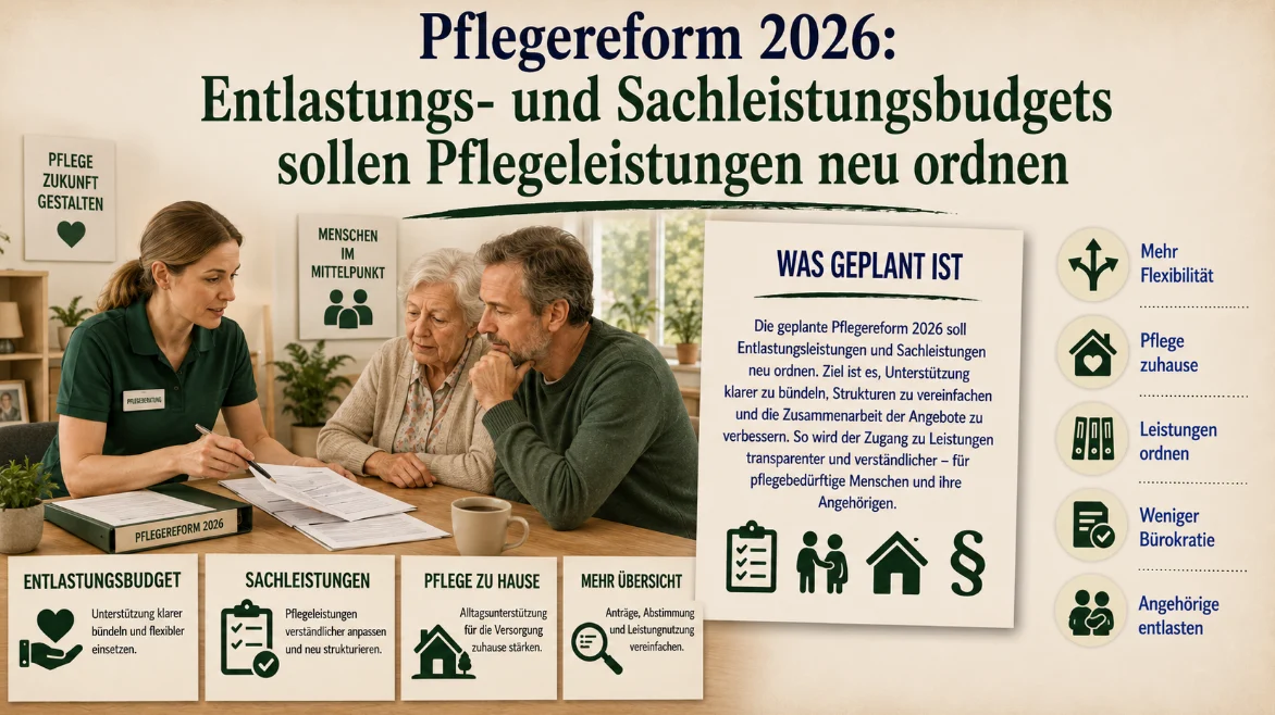 Pflegereform 2026: Entlastungs- und Sachleistungsbudgets sollen Pflegeleistungen neu ordnen
