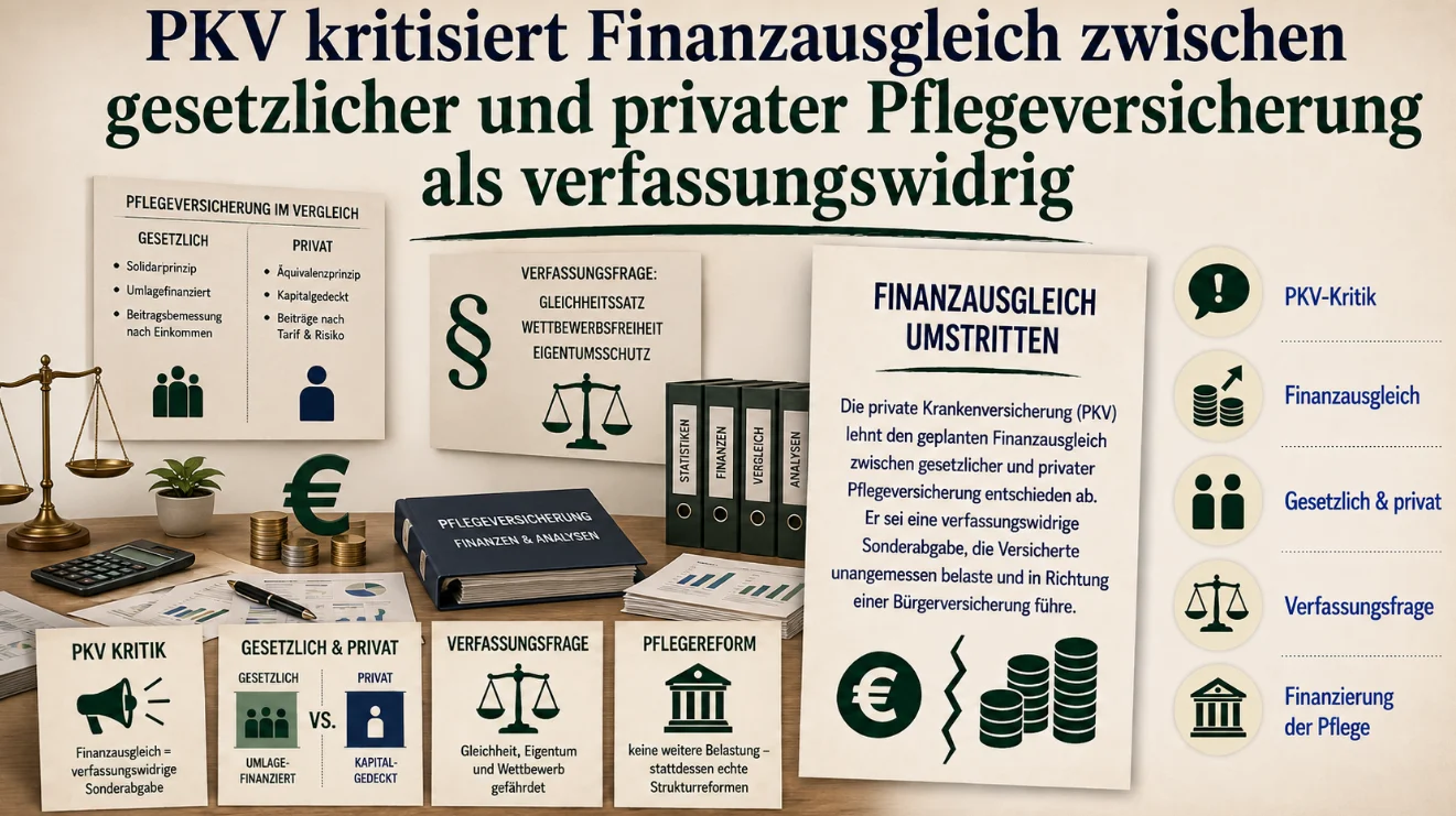 PKV kritisiert Finanzausgleich zwischen gesetzlicher und privater Pflegeversicherung als verfassungswidrig