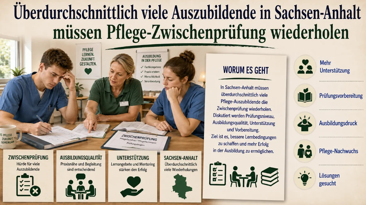 Überdurchschnittlich viele Auszubildende in Sachsen-Anhalt müssen Pflege-Zwischenprüfung wiederholen