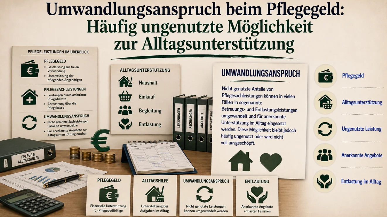 Umwandlungsanspruch beim Pflegegeld: Häufig ungenutzte Möglichkeit zur Alltagsunterstützung