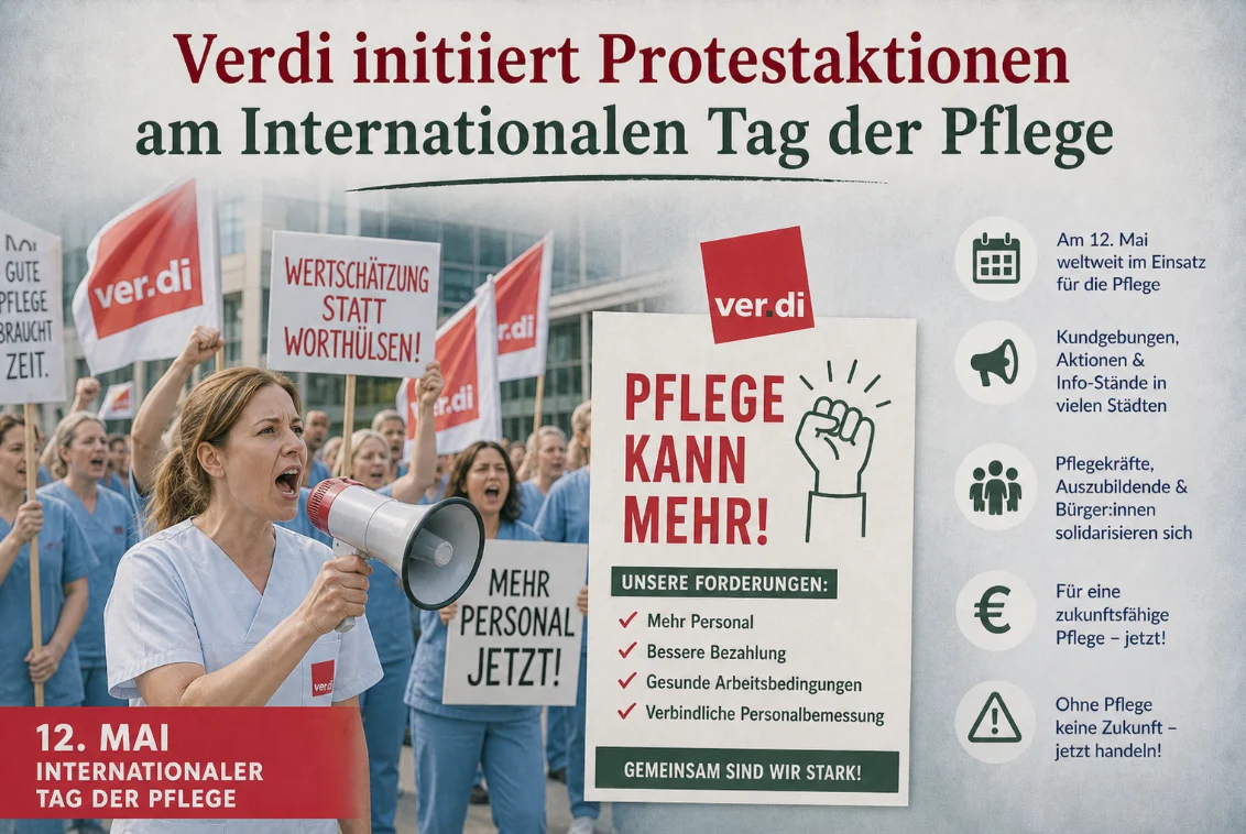 Verdi initiiert Protestaktionen am Internationalen Tag der Pflege
