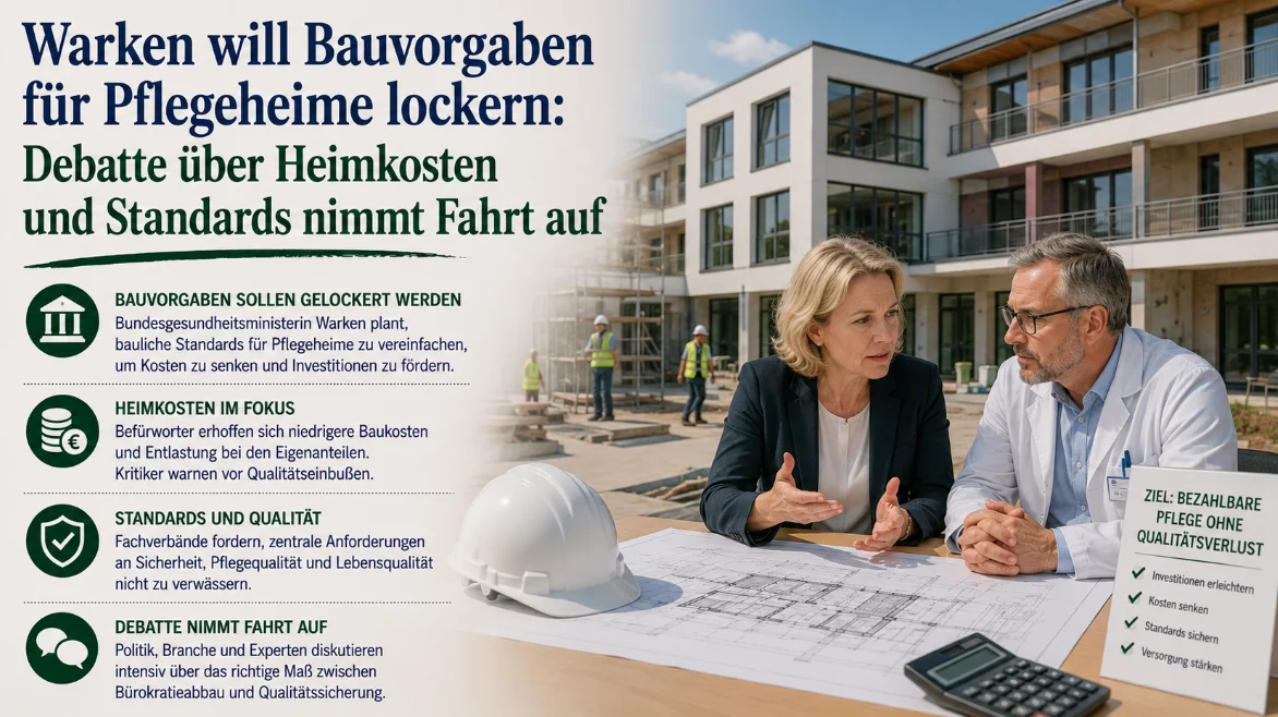 Warken will Bauvorgaben für Pflegeheime lockern: Debatte über Heimkosten und Standards nimmt Fahrt auf