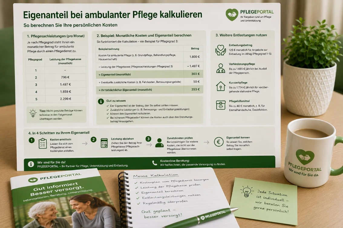 Eigenanteil bei ambulanter Pflege kalkulieren