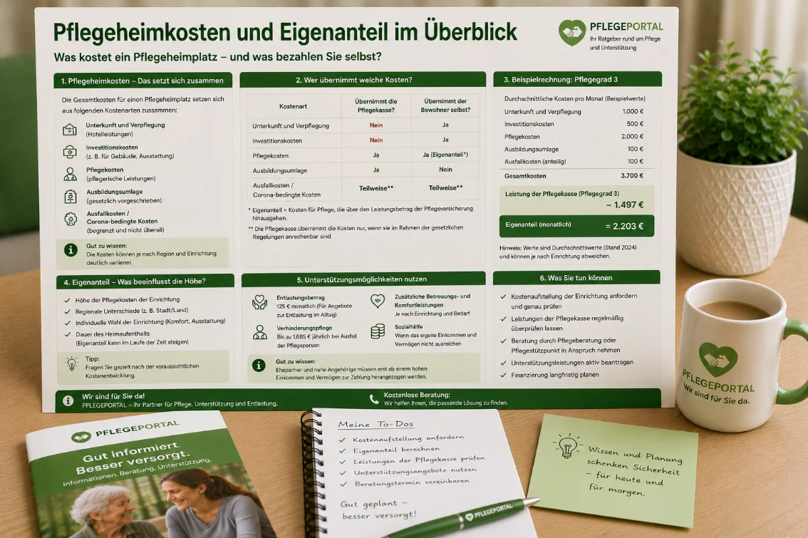 Pflegeheimkosten und Eigenanteil im Überblick