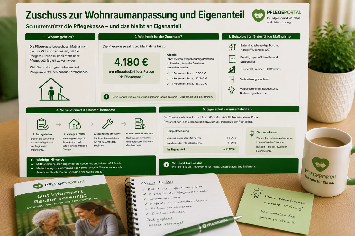 Zuschuss zur Wohnraumanpassung und Eigenanteil