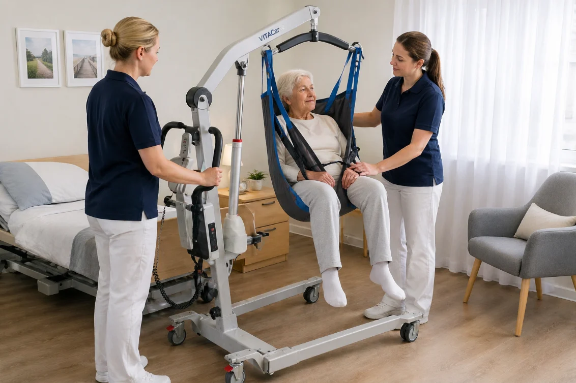 Mobiler Patientenlifter für Transfers im Pflegealltag