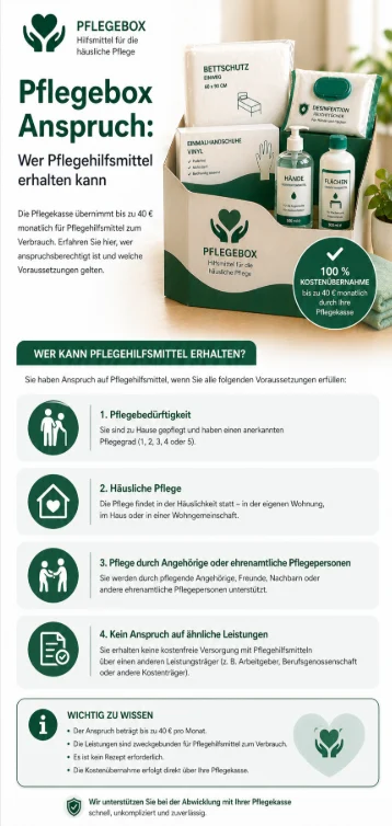Pflegebox Anspruch: Wer Pflegehilfsmittel erhalten kann