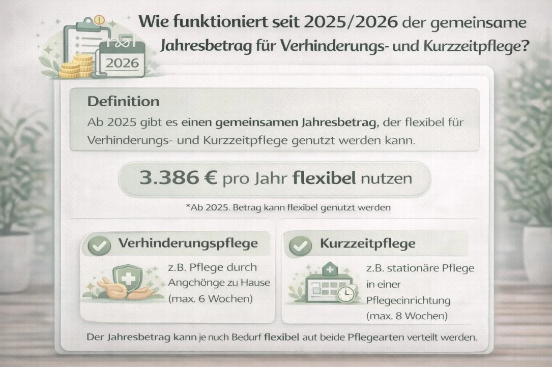 Wie funktioniert seit 2025/2026 der gemeinsame Jahresbetrag für Verhinderungs- und Kurzzeitpflege?