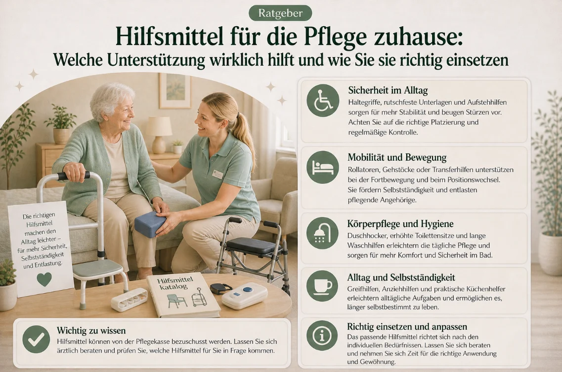 Hilfsmittel für die Pflege zuhause: Welche Unterstützung wirklich hilft und wie Sie sie richtig einsetzen