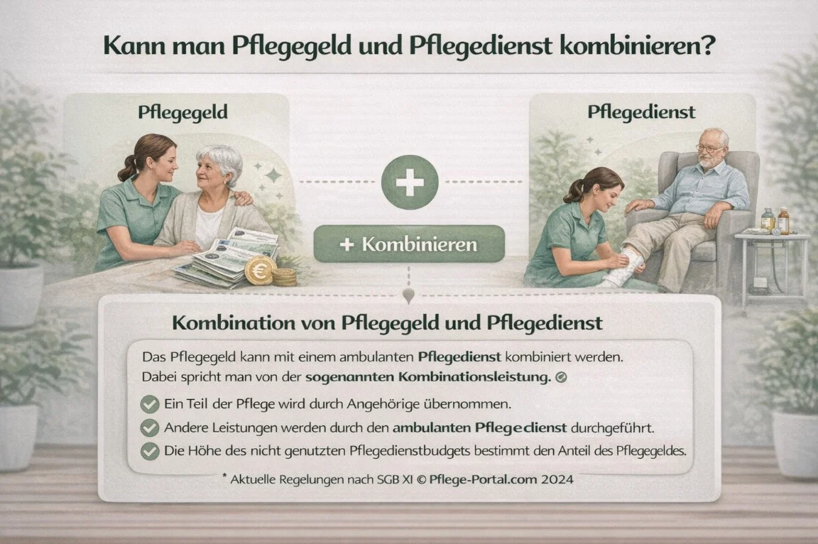 Kann man Pflegegeld und Pflegedienst kombinieren?