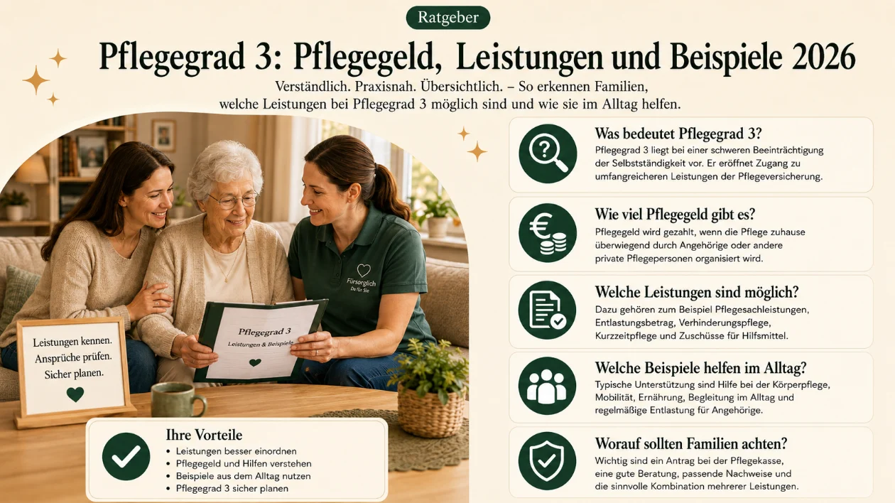 Pflegegrad 3: Pflegegeld, Leistungen und Beispiele 2026