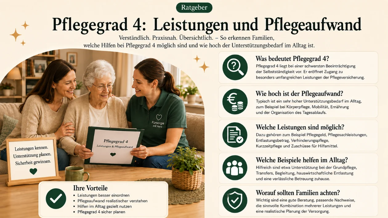 Pflegegrad 4: Leistungen und Pflegeaufwand 2026