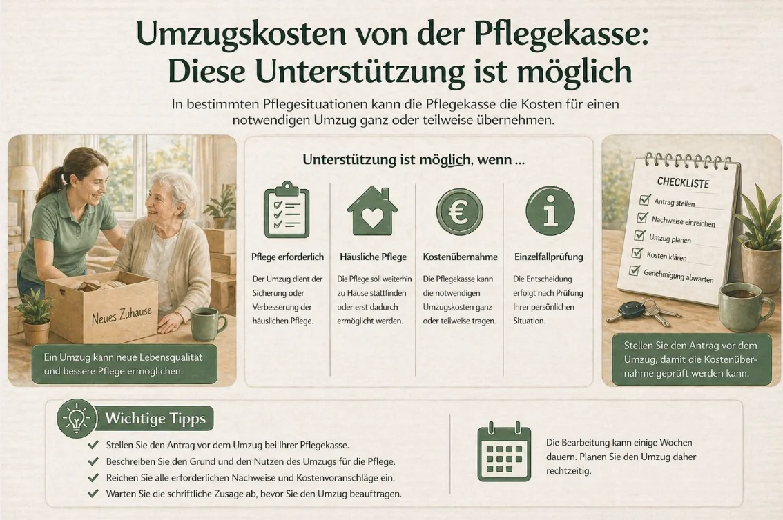Pflegekasse Umzugskosten: Wann zahlt die Pflegeversicherung?