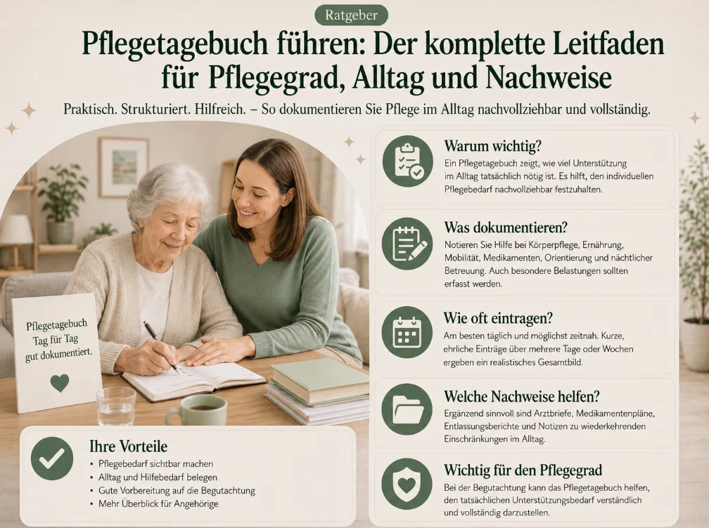 Pflegetagebuch führen: Der komplette Leitfaden für Pflegegrad, Alltag und Nachweise