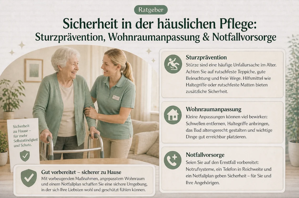 Sicherheit in der häuslichen Pflege: Sturzprävention, Wohnraumanpassung und Notfallvorsorge