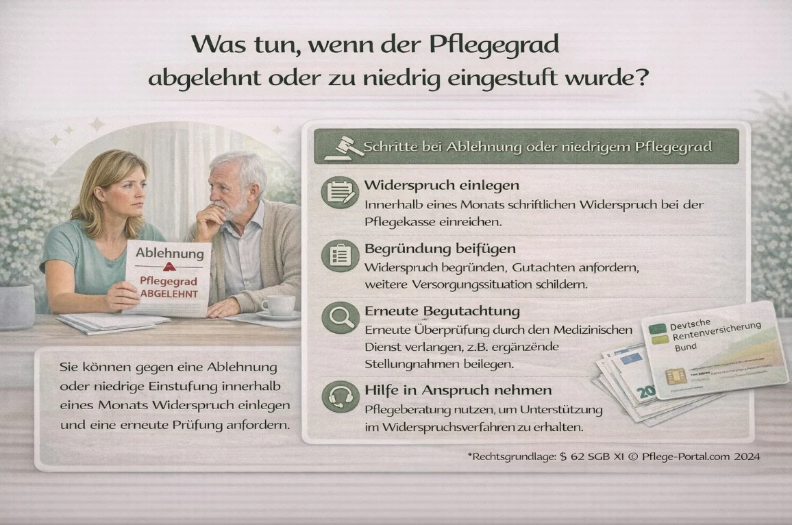 Was tun, wenn der Pflegegrad abgelehnt oder zu niedrig eingestuft wurde?