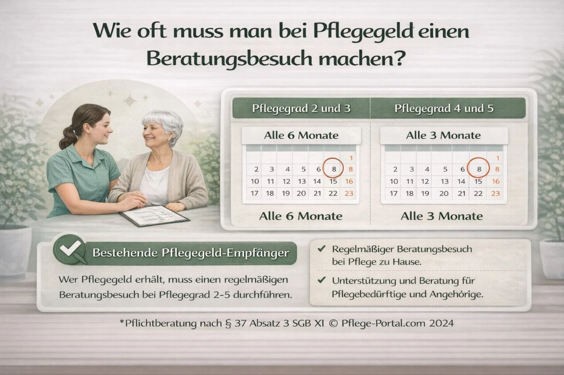 Wie oft muss man bei Pflegegeld einen Beratungsbesuch machen?