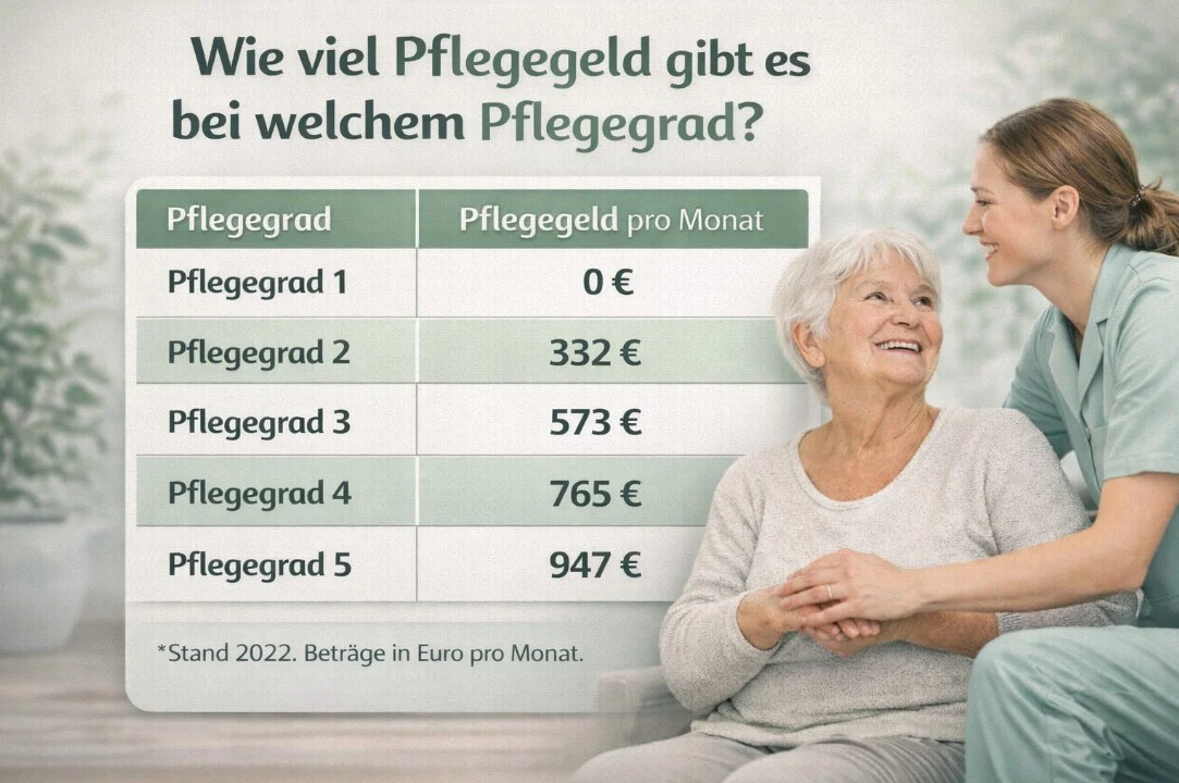 Wie viel Pflegegeld gibt es bei welchem Pflegegrad?