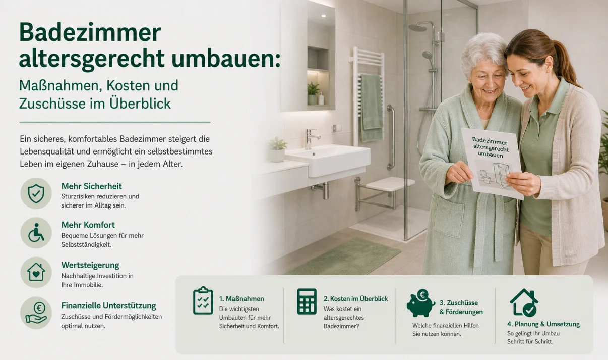 Badezimmer altersgerecht umbauen: Maßnahmen, Kosten und Zuschüsse im Überblick