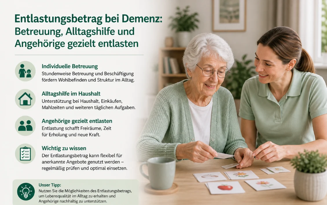 Entlastungsbetrag bei Demenz: Betreuung, Alltagshilfe und Angehörige gezielt entlasten
