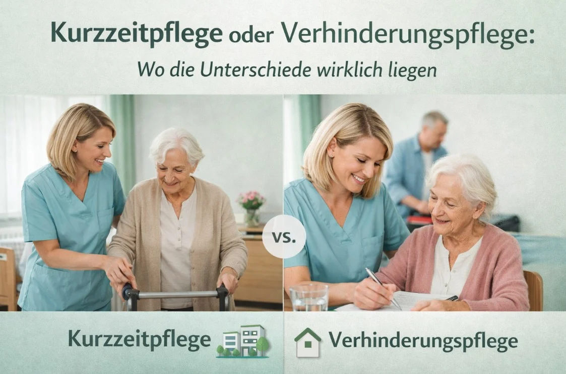 Kurzzeitpflege oder Verhinderungspflege: Wo die Unterschiede wirklich liegen