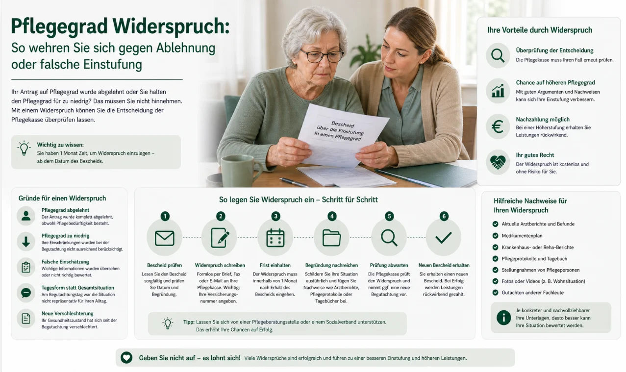 Pflegegrad Widerspruch: So wehren Sie sich gegen Ablehnung oder falsche Einstufung