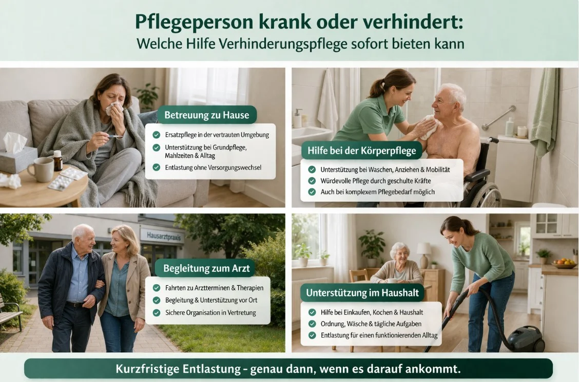 Pflegeperson krank oder verhindert: Welche Hilfe Verhinderungspflege sofort bieten kann