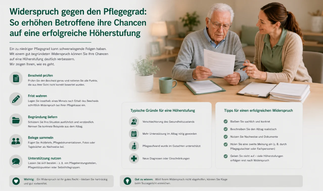 Widerspruch gegen den Pflegegrad: So erhöhen Betroffene ihre Chancen auf eine erfolgreiche Höherstufung